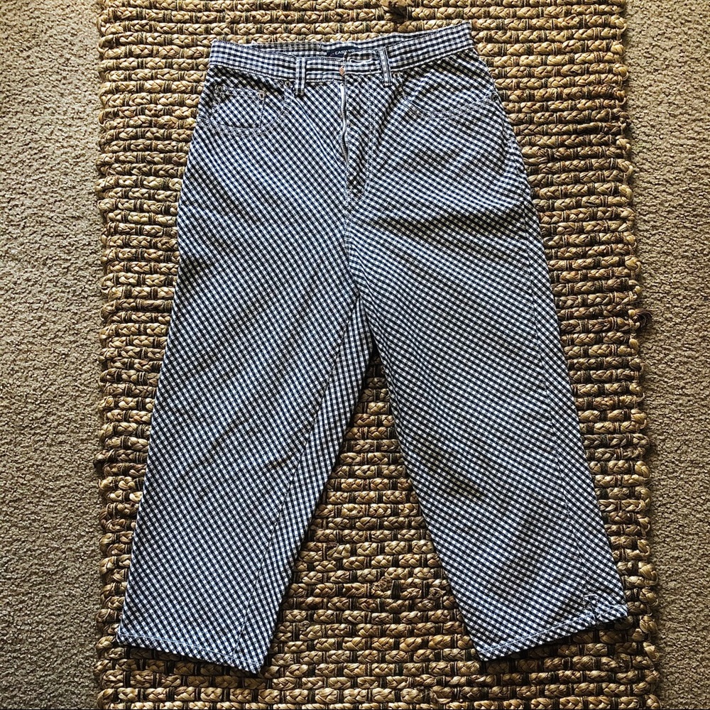 Bill Blass B&W Checkered Capri Jean